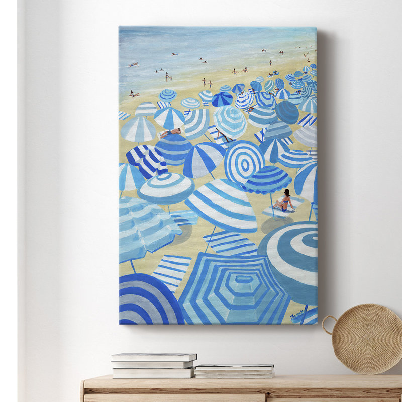 Plage bleu ciel sur toile, H 12 po x l 8 po x P 1 po