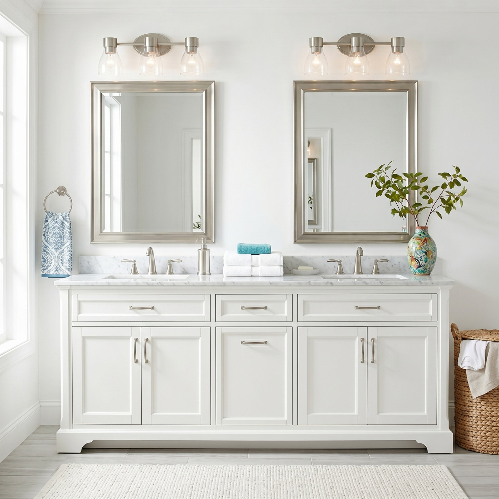 Jessa Dimmable Vanity Light, 3, Brushed Nickel