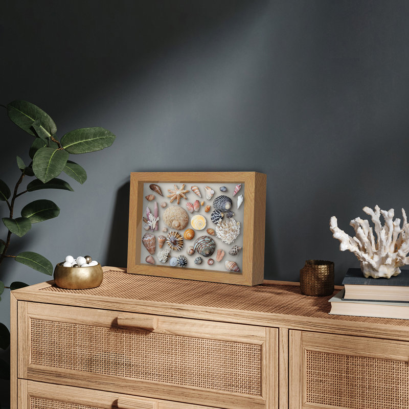 Sturdevant Shadow Box Frame Composite Wood with Glass for Hanging and Tabletop, 11" x 14", Oak