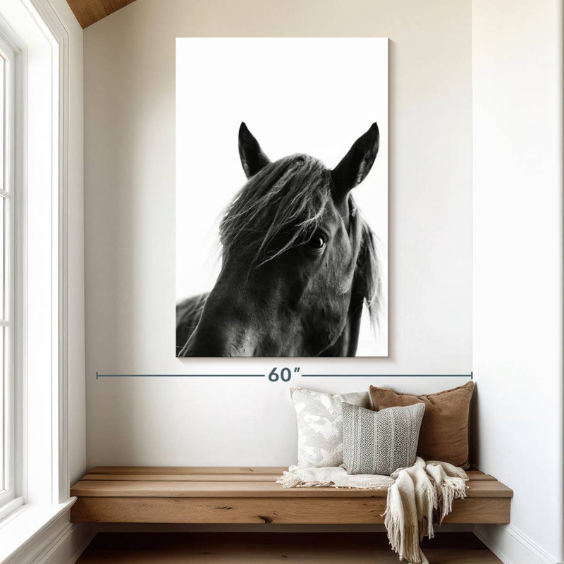 Cheval noir sauvage Brampt, H 51 po x l 34 po