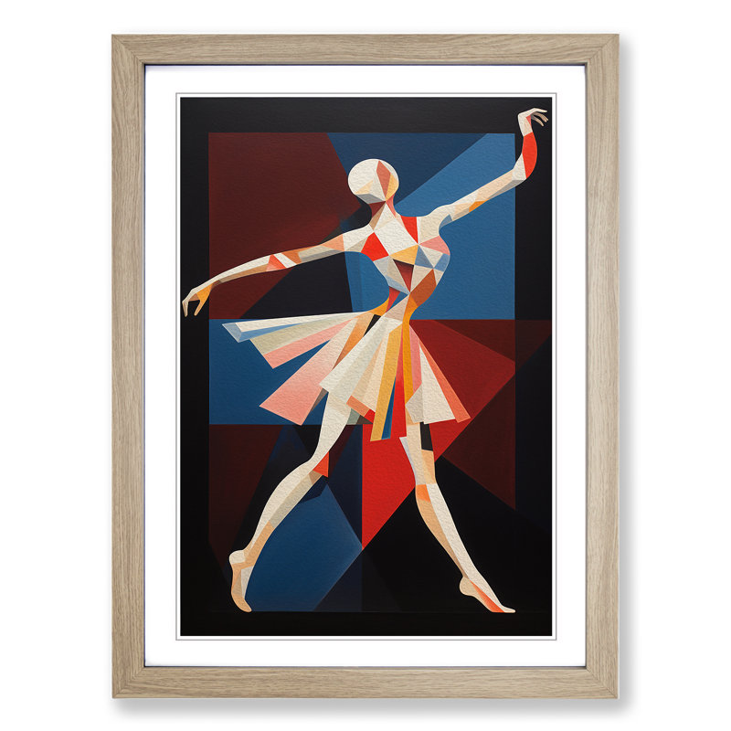 Ballet Dancer Constructivism - Framed Print, 34cm H x 25cm W x 2cm D, Oak