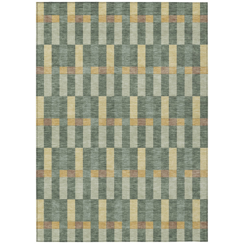 Machine Washable Indoor/Outdoor Chantille ACN2548 Geometric Rug, 8' x 10', Basil
