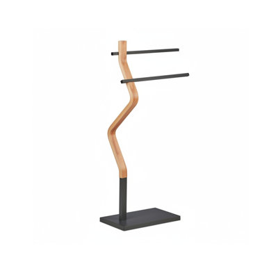 2 Rails Freestanding Blanket Stand Steel MDF Grey