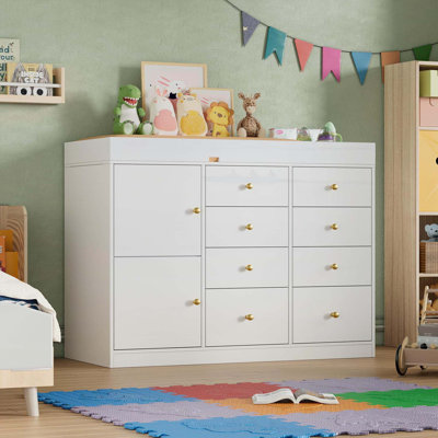 Classic Cabinet with 8 Drawers,Multi-Functional Diaper Changing Station for Children's Room