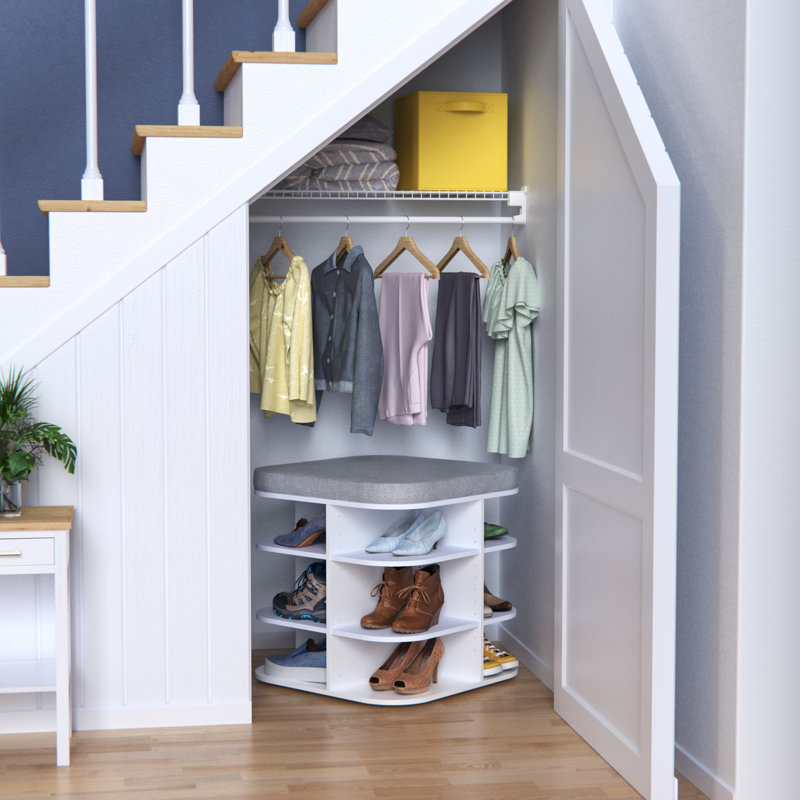Revolution Rotating 12 Pair Shoe Storage Bench