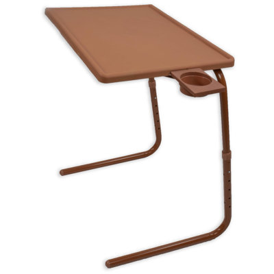 Plateau de table pliable portatif et confortable - ordinateur portable, table à manger, plateau à dessin - plateau réglable - porte-gobelet coulissant réglable - noir