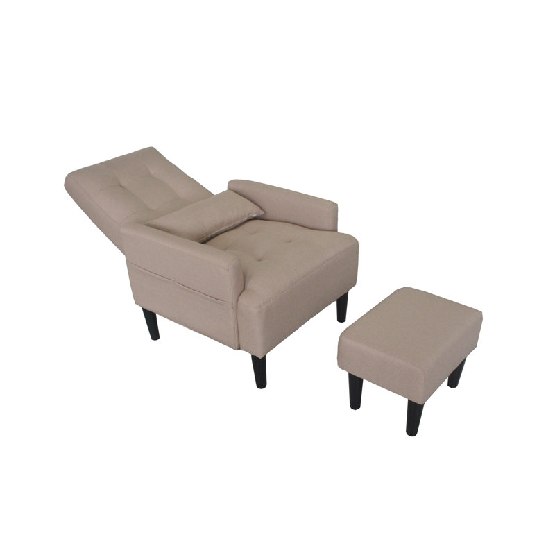 Fauteuil moderne en tissu avec fonction de poussée et angles réglables pour les loisirs.
