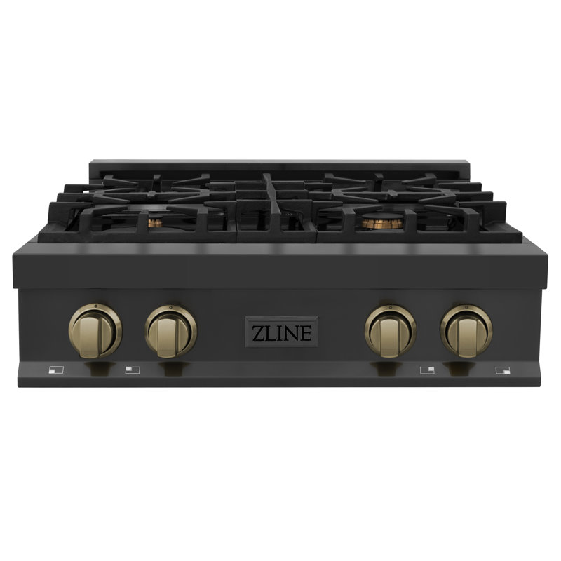 Autograph Edition 30" Gas Cooktop with 4 Burners, Black Stainless Steel/Champagne Bronze