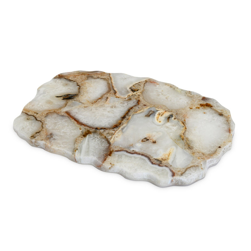 Plateau en agate blanche Amalia, H 0,5 po x l 8 po x L 12 po