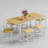 Farmhouse Style 7-Piece Dining Table Set For 4-6 People, 63" Extendable Kitchen Table Set With 4 Dining Chairs And 2 PU Upholstered Stools-2128414448