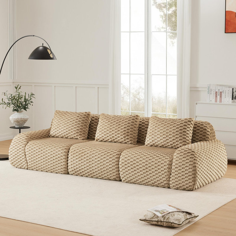 Canapé modulaire moderne 114 po pour salon, 3, Light Camel, H 33,1 po x l 114,2 po x P 41,3 po
