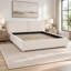 Lit capitonné en chenille avec tête de lit extra-large à double panneau et sommier à lattes en bois-336174917