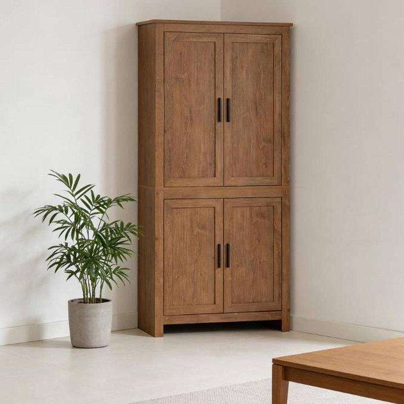 Armoire de rangement autoportante, garde-manger, avec tablettes réglables pour la maison, Brun
