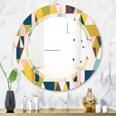 Triangular Design I Triple C Modern & Contemporary Frameless Wall Mirror