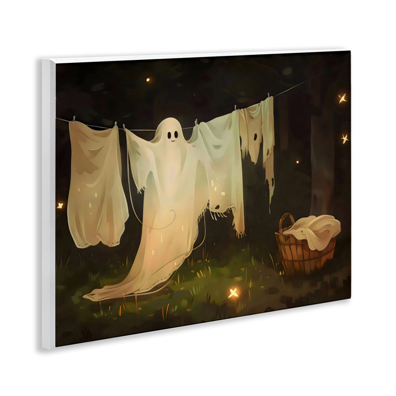 «Halloween Laundry Ghost», plaque murale par Arlington Prints