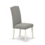 L'ensemble de salle à manger 3 pièces pour petits espaces comprend une table de salle à manger ronde avec piédestal et 2 chaises Parson en tissu Shitake foncé, lin blanc-1800375221-1869960860-1869960861
