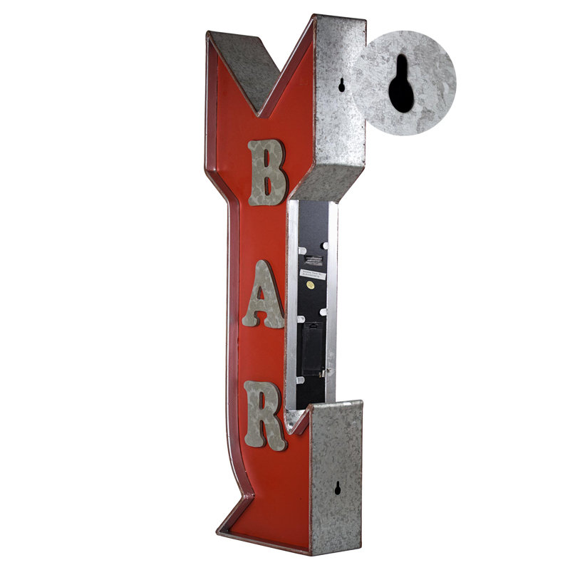 Trinx Bar Arrow LED Marquee Sign Off the Wall Decor - 30" x 10"