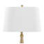 Lampe de table contemporaine en métal de 76 cm (30 po) avec revêtement en lin doré et blanc - Paquet de 2