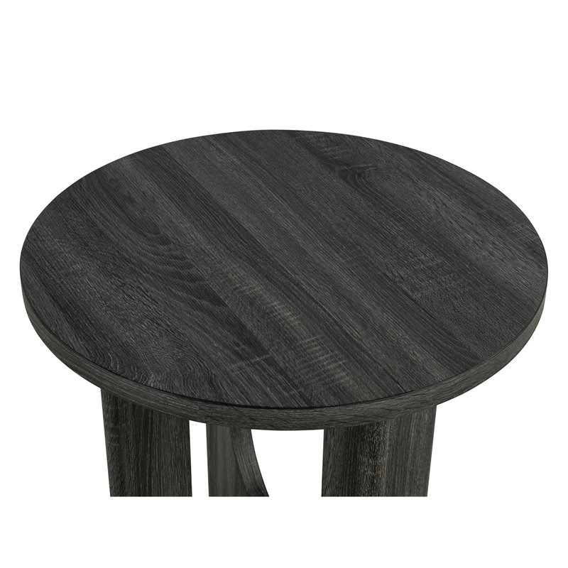 Ensemble de tables de style contemporain 3 pièces 1 table basse ronde 2 x table de bout ronde, Gris
