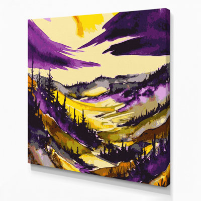 «Watercolor Landscape 92», art mural sur toile mauve
