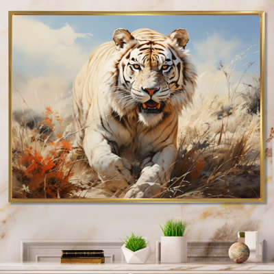 «White Tiger On Rolling Grassland I», reproduction d'art sur toile