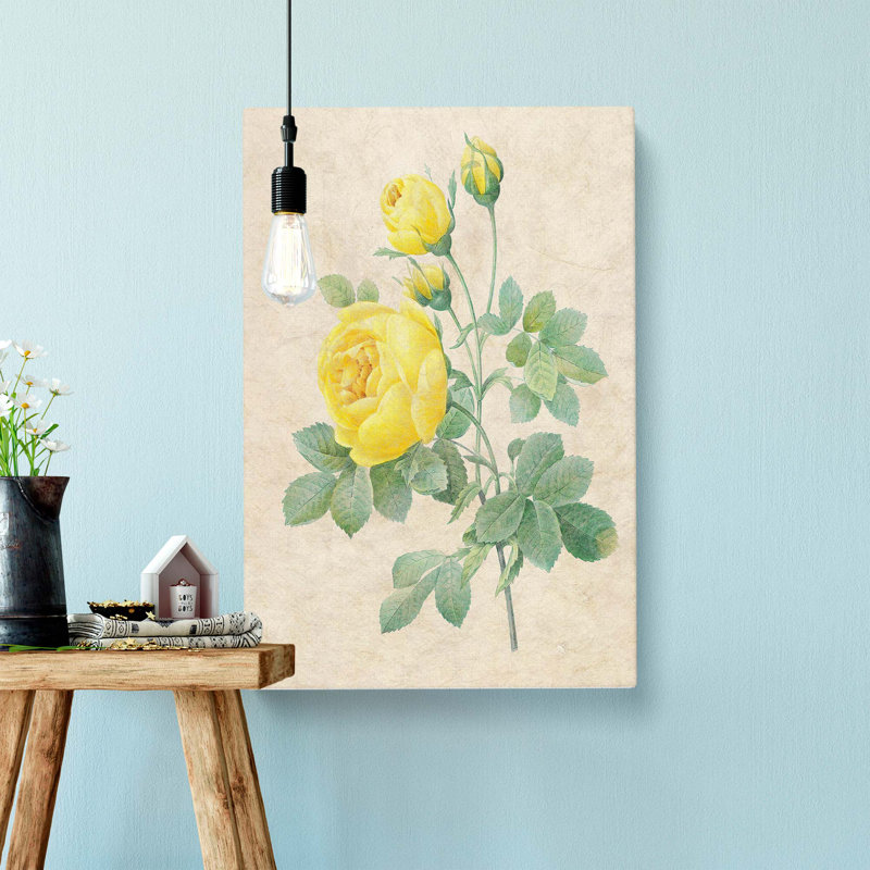 The Yellow Roses by Pierre-Joseph Redoute - Wrapped Canvas Painting, 60cm H x 40cm W x 3cm D