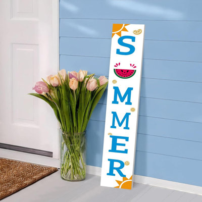 Two Sided Spring Summer Porch Sign,Wooden Porch Decor, Tall Leaner Vertical Welcome Sign For Front Door Standing, Easter Spring Home Outdoor Decorations