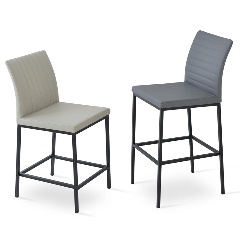 Zeyno Metal Counter & Bar Stool, Counter Stool (24" Seat Height), Chrome, Black