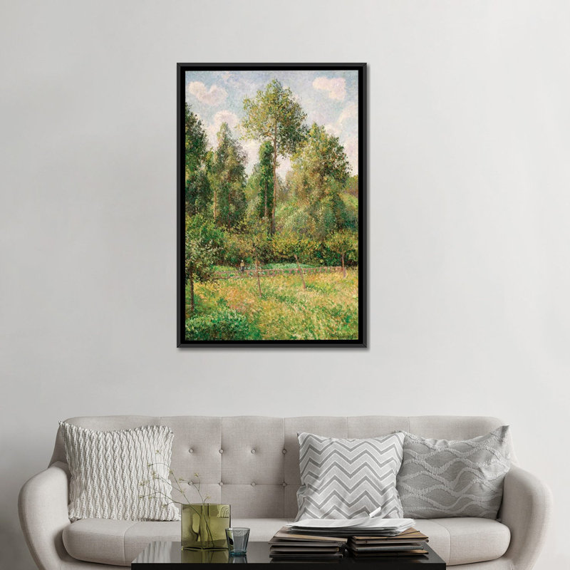 « poplars, eragny », reproduction sur toile, H 26 po x l 18 po x P 1,5 po, Toile avec cadre noir, Pas de tapis
