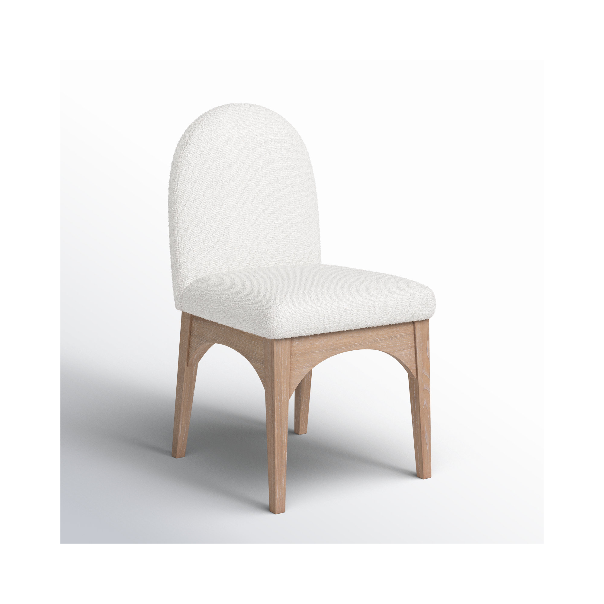 Charith Dining Chair, Cream Boucle, Natural