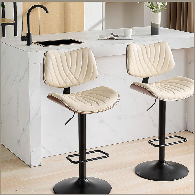 Chaises de bar pivotantes à 360 ° en noyer et en bois cintré noyer
