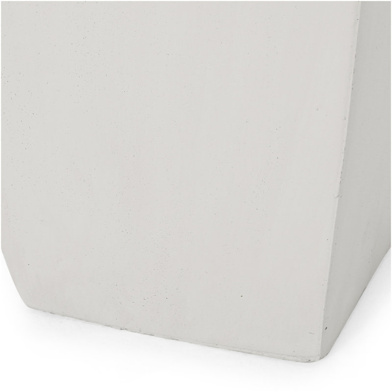 13" Outdoor Modern  Small Cast Stone Planter, White, 24.75" H x 13" W x 13" D, Matte White