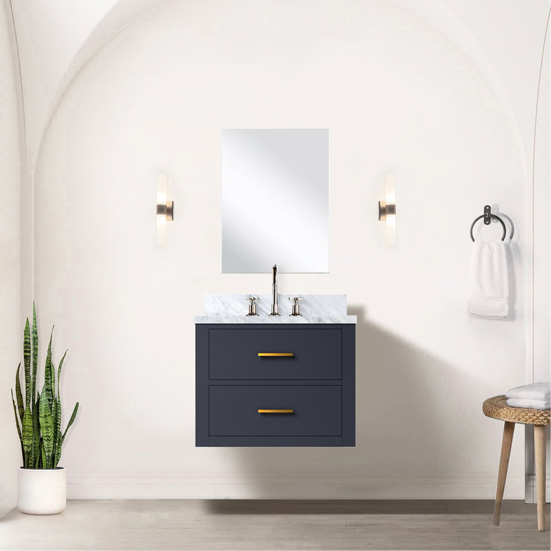 Meuble-lavabo bleu avec plateau en acrylique - 24 po L 18 po x P 18 po, Bleu