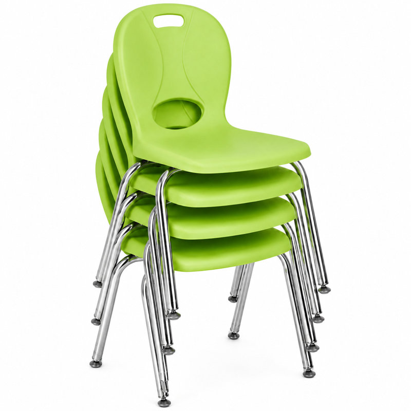 Structure Series Plastic Stacking Classroom Chairs with Contoured Seats (Set of 4), Gris clair, 18", 4