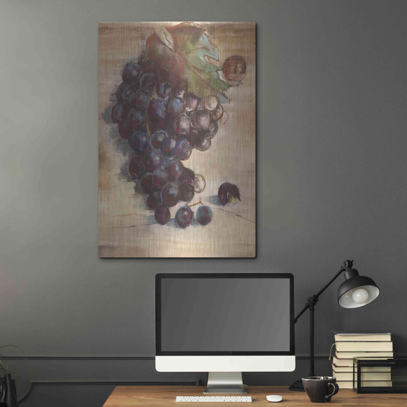 «Grape Harvest III No Label» par Carol Rowan, art mural en métal, 16 po x 24 po, H 36 po x l 24 po