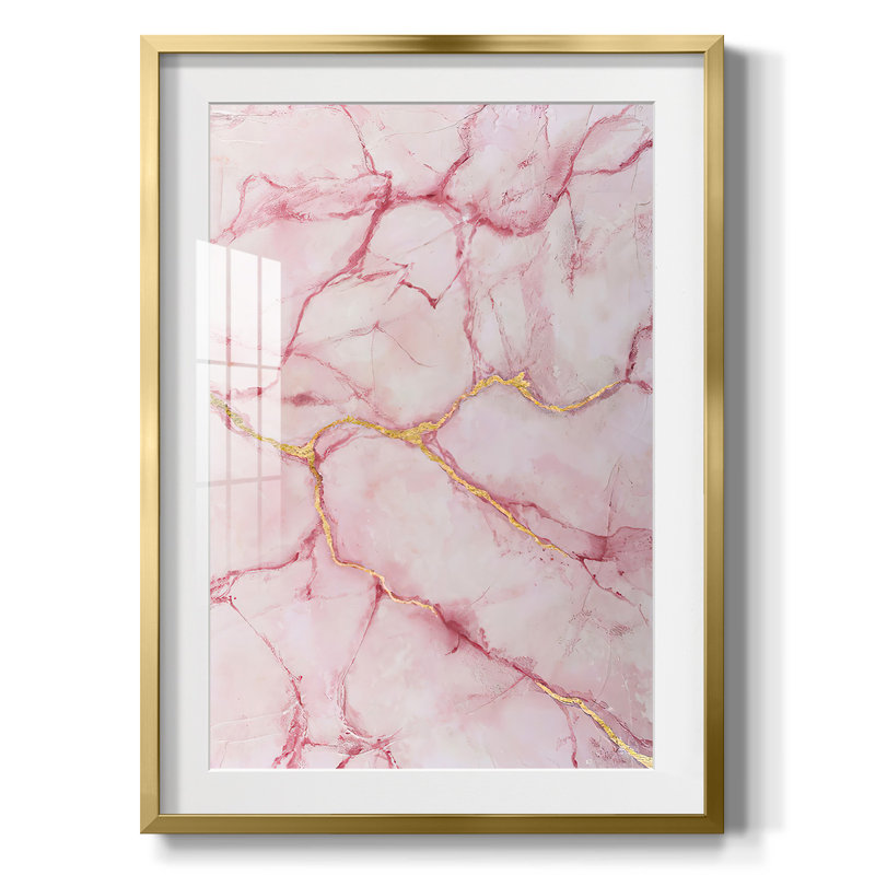 Rose Marble II -Framed Print, 28.5" H x 20.5" W, Gold