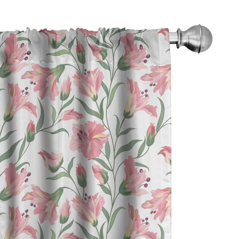 Watercolor Flowers Semi-Sheer Rod Pocket Sliding Panel, 28" x 95"