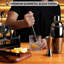 Ensemble barman Mixology: ensemble de bar à cocktail avec shaker à martini, outils de bar et support en bambou noir | Ensemble de barman avec livre de recettes | Cadeau unique de pendaison de crémaillère (noir)
