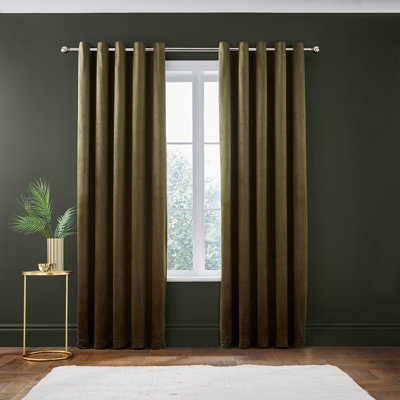 Kingsley Matt Velvet Lined Eyelet Curtains