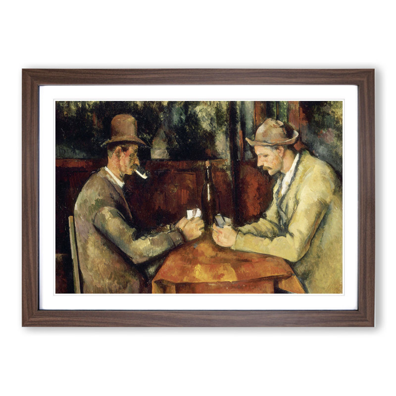 The Card Players Vol.3 by Paul Cezanne - Picture Frame Painting, Walnut Framed, 36cm H x 48cm W x 2cm D
