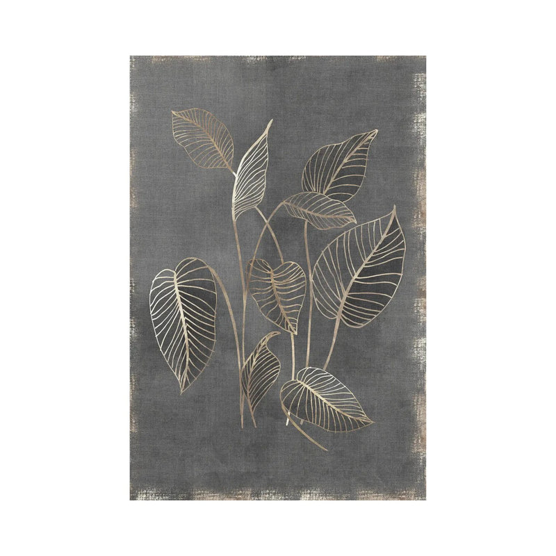 «Gilded Botanical III» par Eva Watts, impression sur toile tendue, H 18 po x l 12 po x 1,5 po