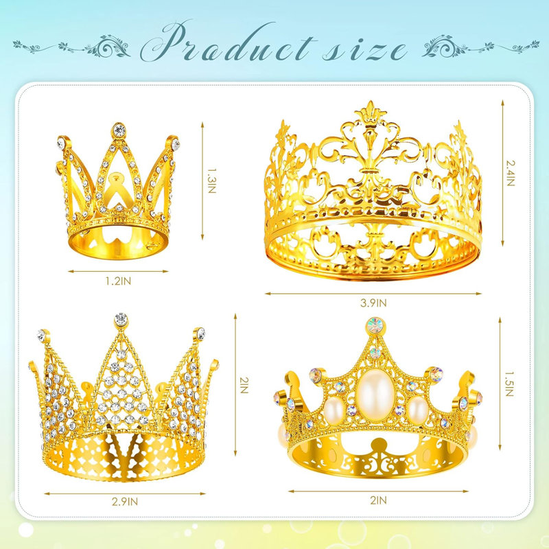 Mini-gâteaux 4 pièces Crown - mignon style or