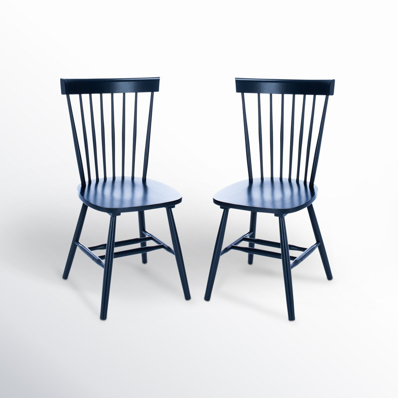 Navy Oak Windsor Back Solid Wood Side Chair Set