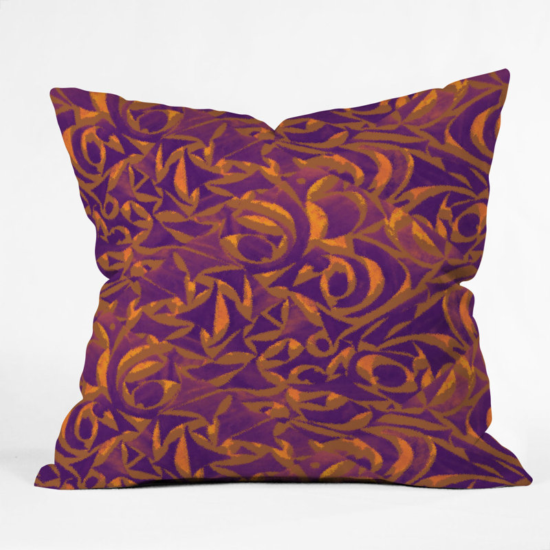 Coussin Wagner Campelo, 16 po x 16 po, Pourpre abstrait Jardin 1