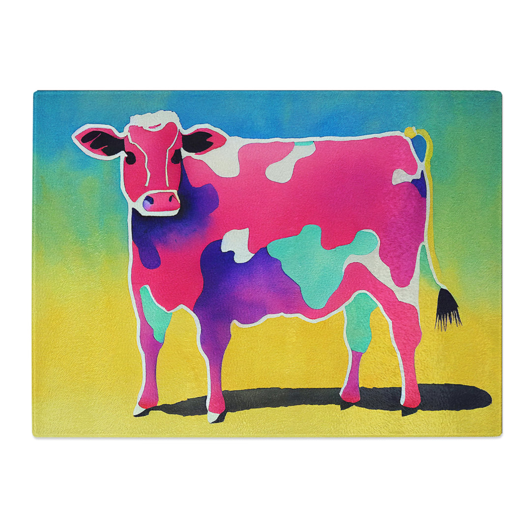 Colourful Cow Vol.1 Abstract  Glass Chopping Board