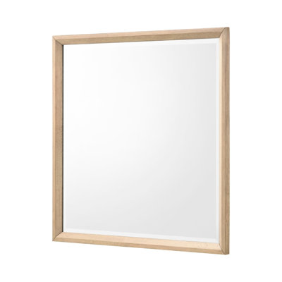 Kali Dresser Mirror, Midcentury 38X38 Square Natural Oak Brown Wood Frame