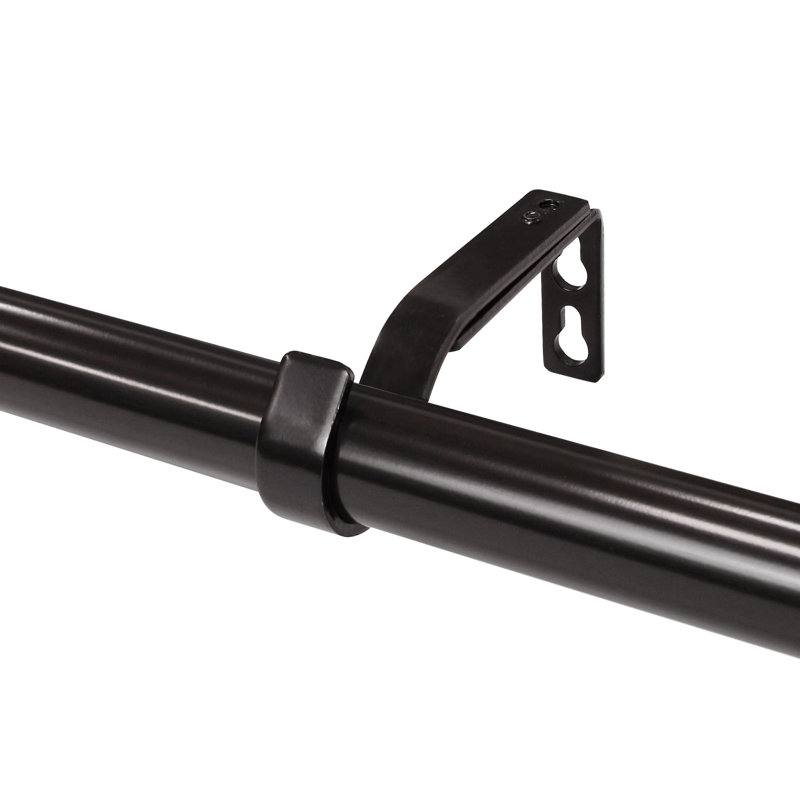 Ensemble de tringle à rideaux simple 3/4 "avec faîteaux décoratifs carrés classiques_ORB, H 47,44 po x l 1,93 po x P 1,93 po