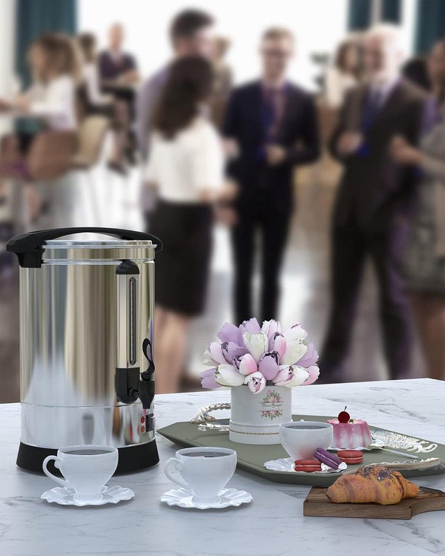 Urne à café commerciale 100/120 tasses, distributeur de boissons chaudes en acier inoxydable de qualité alimentaire pour les événements et la restauration