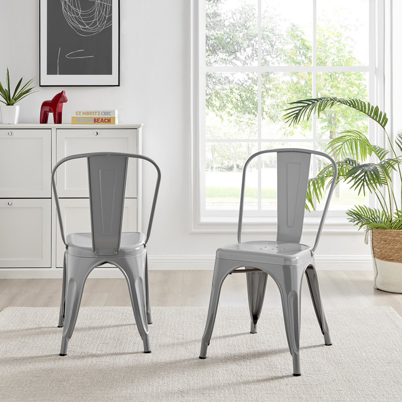 Honora Queen Anne Back Stacking Side Chair, Grey