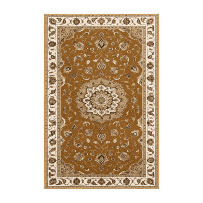 Machine Washable Tabriz Brown Area Rug